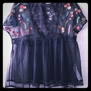 Zara embroidered lace top